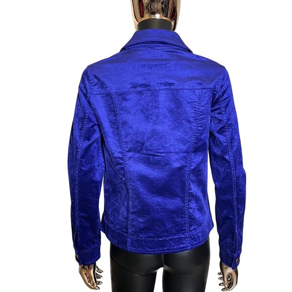 Chico's Sapphire Velveteen Stretch Jacket NWT Size 0 Sapphire Blue - Picture 5 of 12
